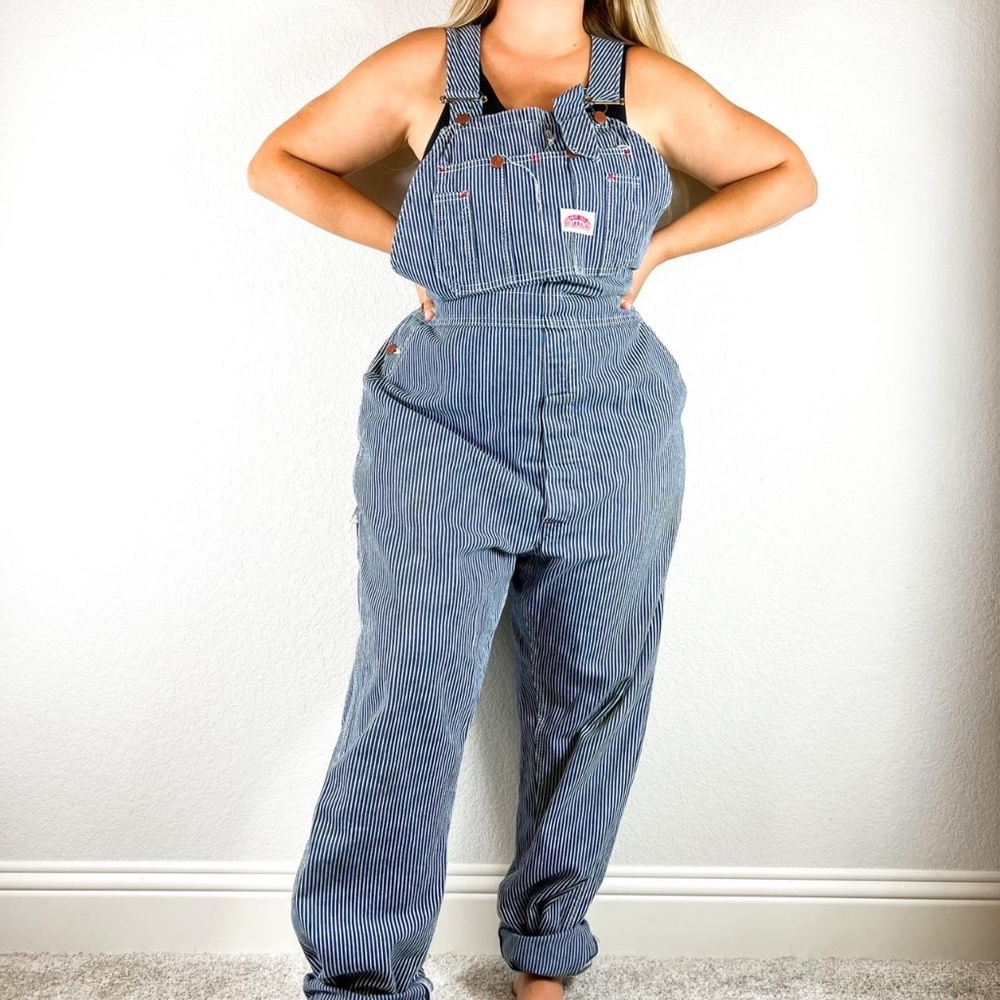 vintage roundhouse stripe overalls